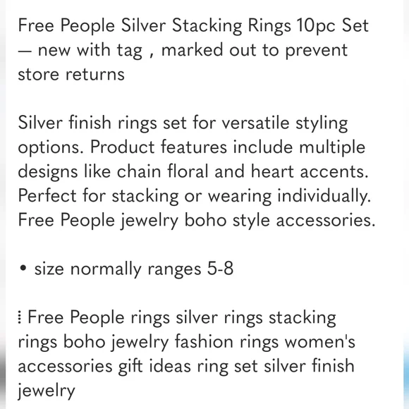NWT Free People Stacking Ring Set - Picture 2 of 12